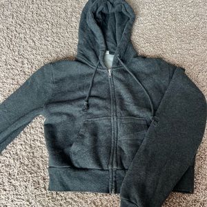 Cropped hooded jacket- grey